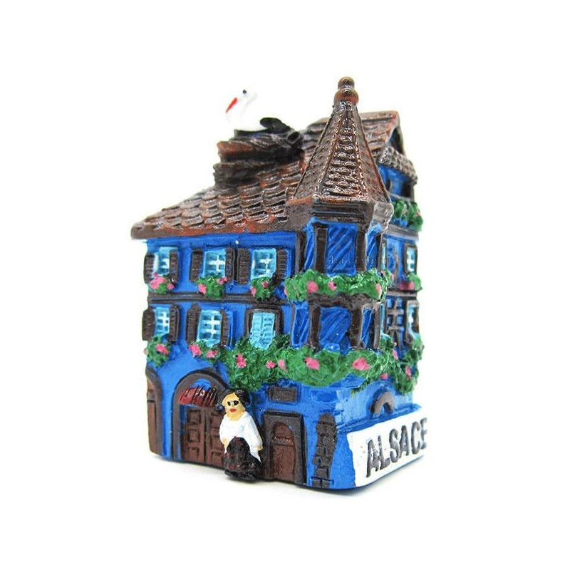 Magnet Décoratif Maison d'Alsace avec Tourelle Bleue