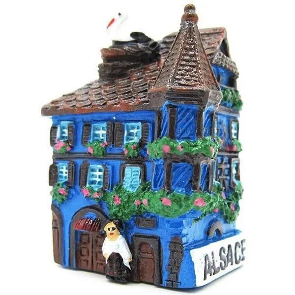 Magnet Décoratif Maison d'Alsace avec Tourelle Bleue