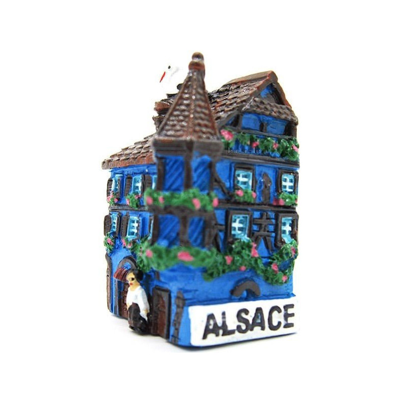 Magnet Décoratif Maison d'Alsace avec Tourelle Bleue