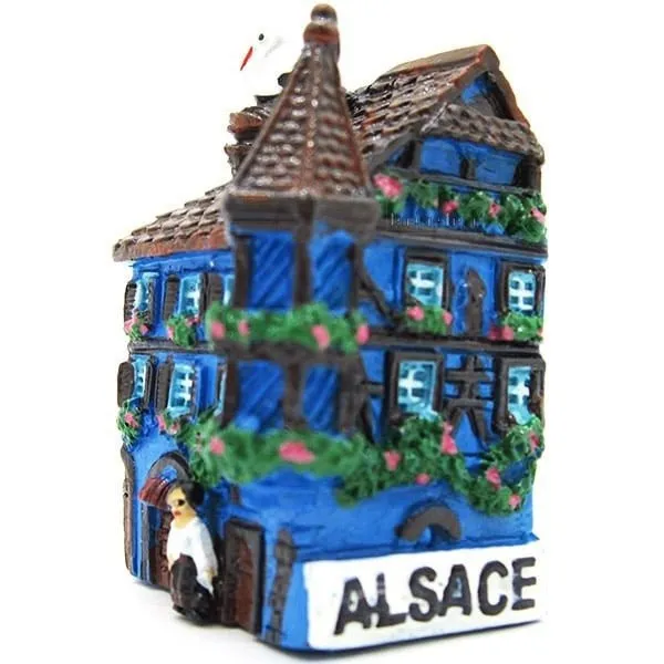 Magnet Décoratif Maison d'Alsace avec Tourelle Bleue
