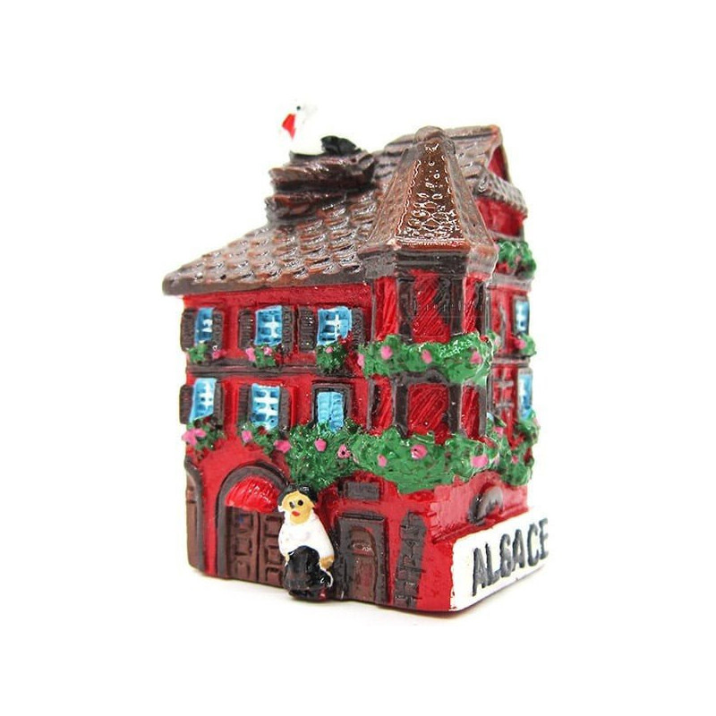 Magnet Décoratif Maison d'Alsace avec Tourelle Rouge