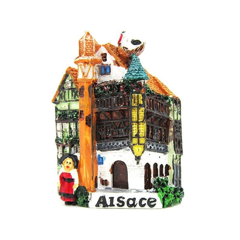 Magnet Décoratif Maison d'Alsace en Couleur avec Tourelle