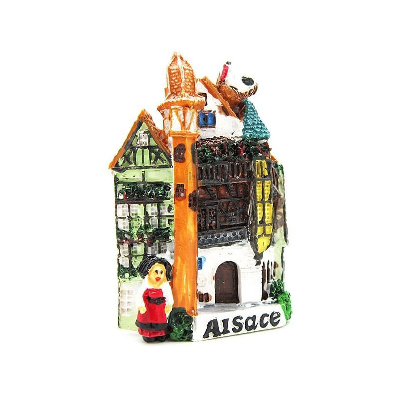 Magnet Décoratif Maison d'Alsace en Couleur avec Tourelle