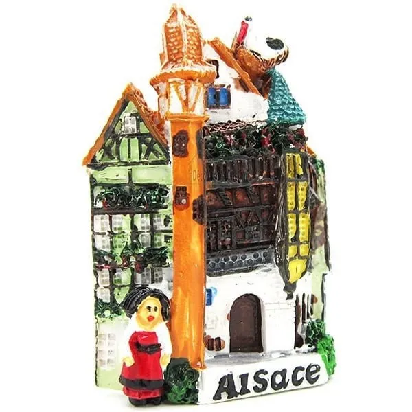 Magnet Décoratif Maison d'Alsace en Couleur avec Tourelle