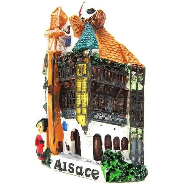 Magnet Décoratif Maison d'Alsace en Couleur avec Tourelle