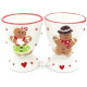 Duo of Maitele and Mannele Ceramic Egg Cups with Alsatian Gingerbread Decor