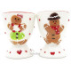 Duo of Maitele and Mannele Ceramic Egg Cups with Alsatian Gingerbread Decor