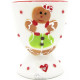 Duo of Maitele and Mannele Ceramic Egg Cups with Alsatian Gingerbread Decor