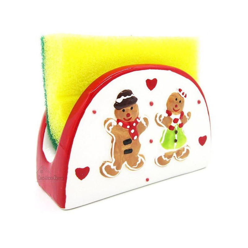 Sponge Holder in Ceramic Mannele decor in Alsatian Gingerbread