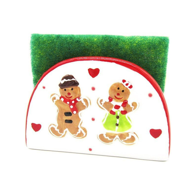 Sponge Holder in Ceramic Mannele decor in Alsatian Gingerbread