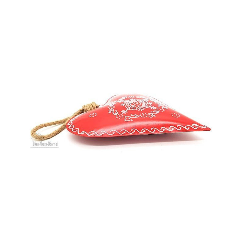 Large Heart of Alsace 27 cm in Red Metal Hand Painted