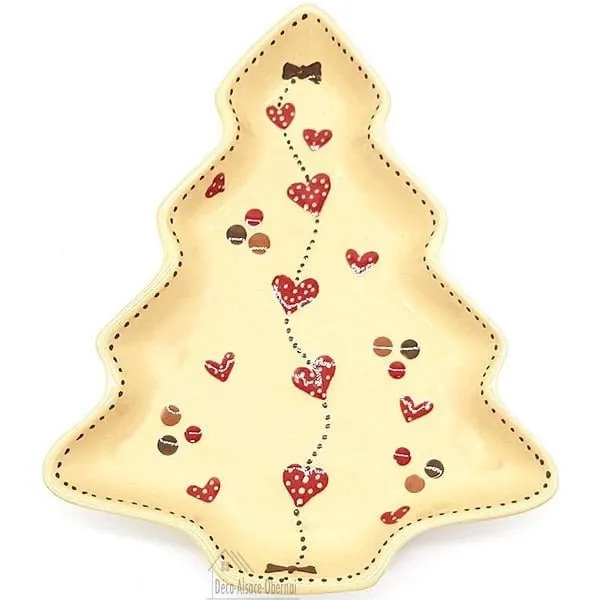 Coupelle forme Sapin de Soufflenheim Nature décor Frise Coeurs