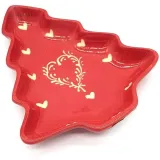Coupelle forme Sapin de Soufflenheim Rouge décor Coeur Ivoire