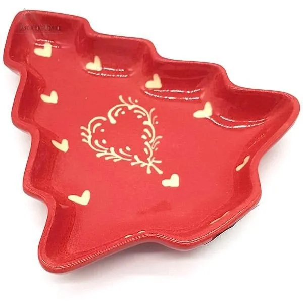 Red Soufflenheim Fir-shaped cup, Ivory Heart decor
