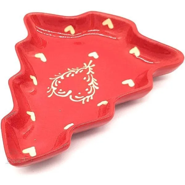Red Soufflenheim Fir-shaped cup, Ivory Heart decor
