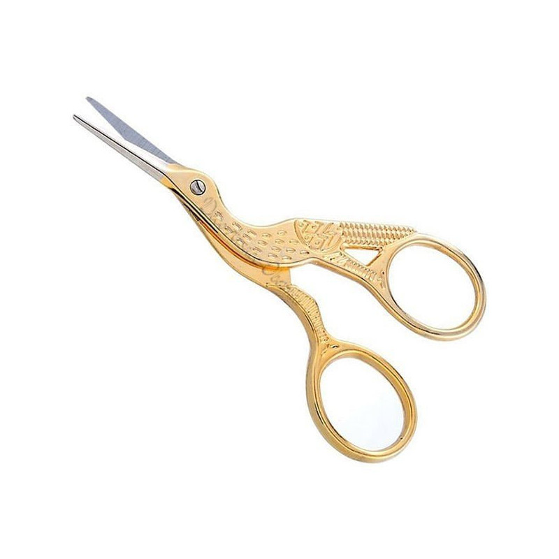 Ciseau de Couture Dorée en forme de Cigogne