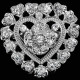 Fancy Silber Brosche geformt gekräuseltes Herz Strass