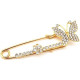 Broche Épingle à Nourrice Fantaisie dorée forme Papillon sertie de Strass