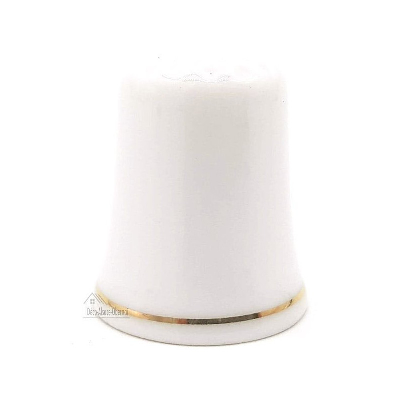 Dé à Coudre en Porcelaine décor Nid de Cigogne et Village d'Alsace