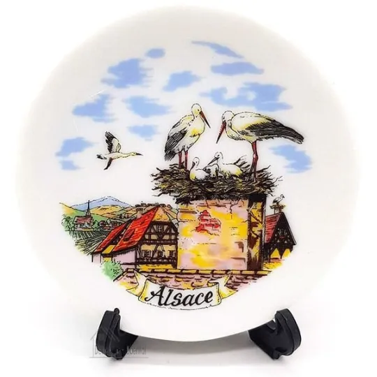 Assiette de Collection en Porcelaine décor Alsace et Support
