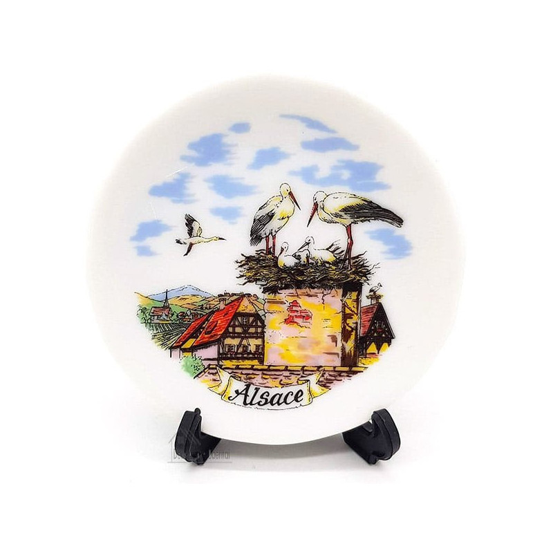 Assiette de Collection en Porcelaine décor Alsace et Support