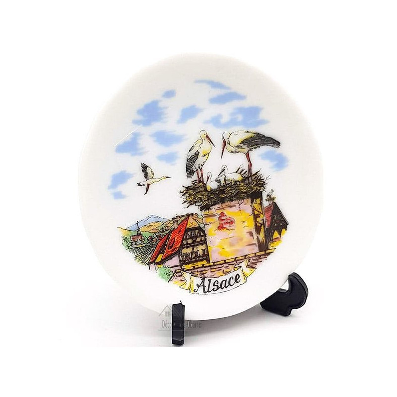 Assiette de Collection en Porcelaine décor Alsace et Support