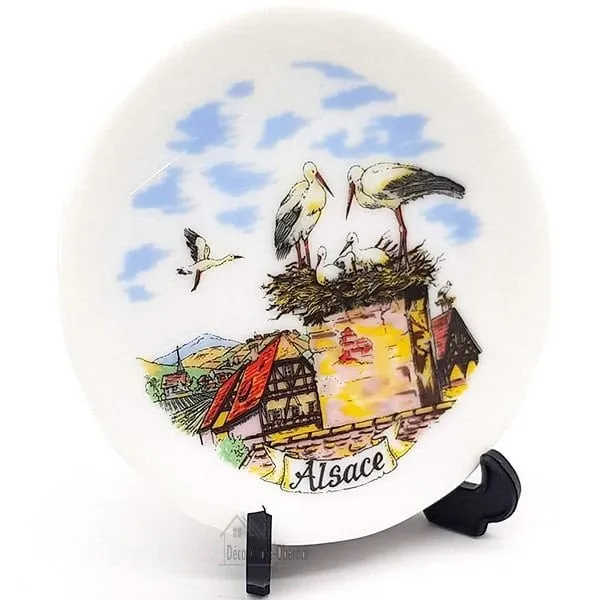 Assiette de Collection en Porcelaine décor Alsace et Support