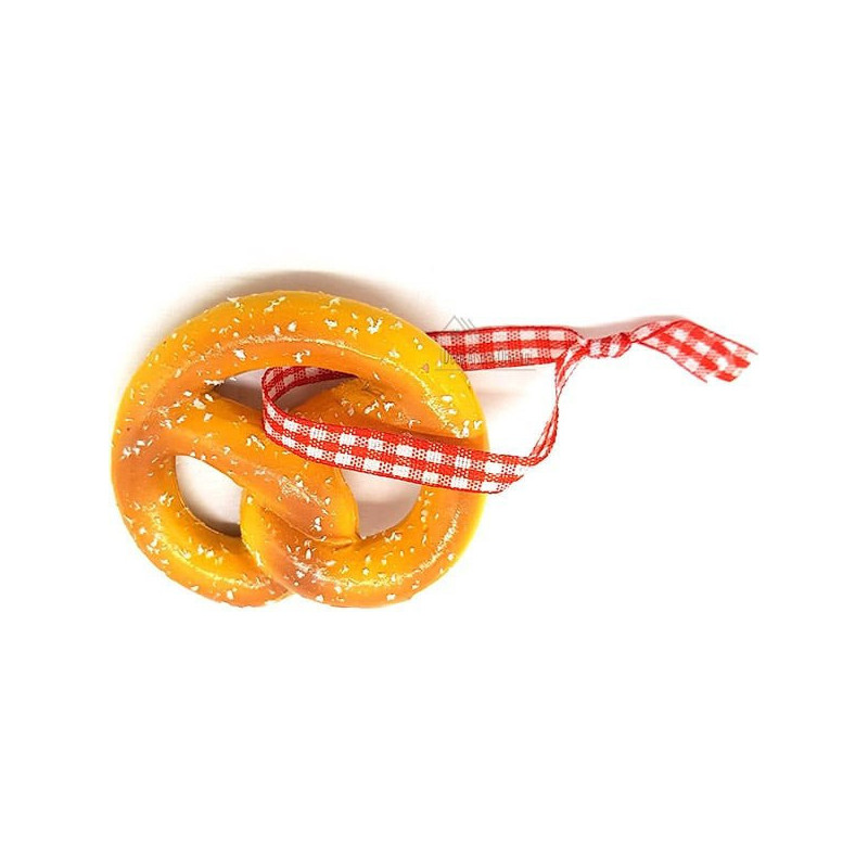 Bretzel décoratif à suspendre avec ruban façon Vichy