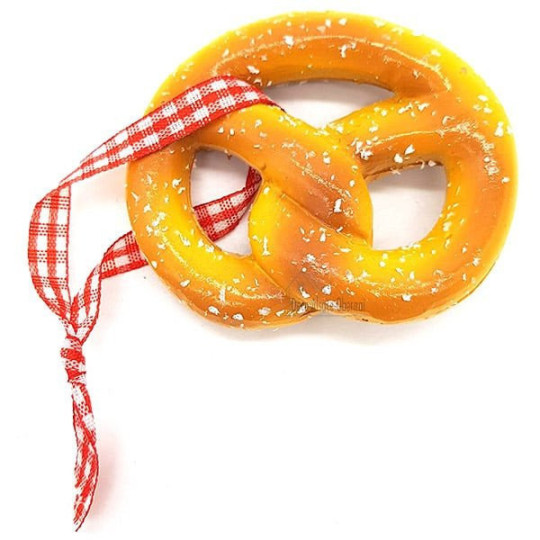 Bretzel décoratif à suspendre avec ruban façon Vichy