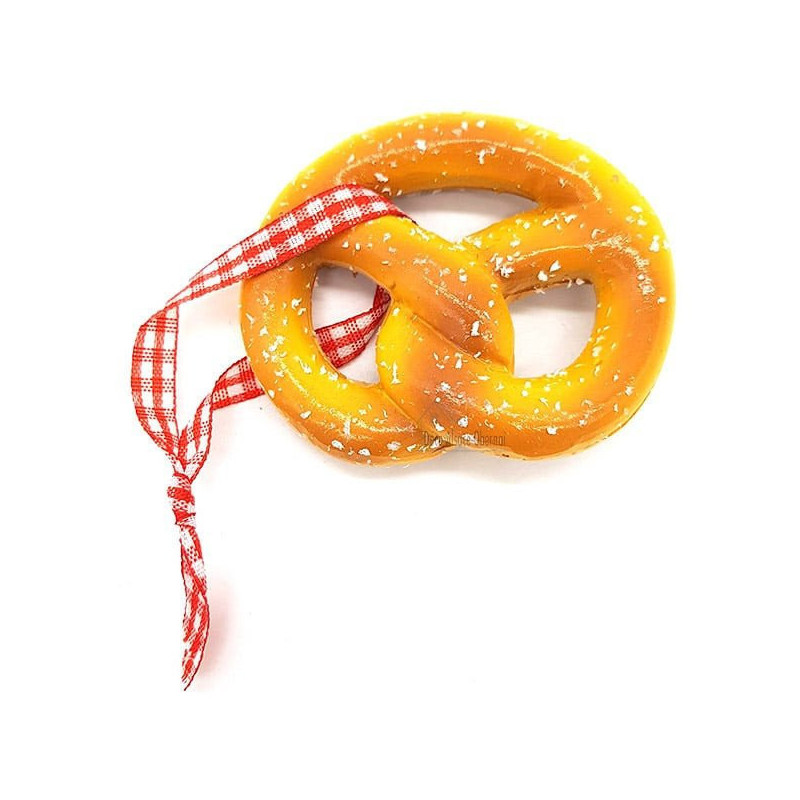 Bretzel décoratif à suspendre avec ruban façon Vichy