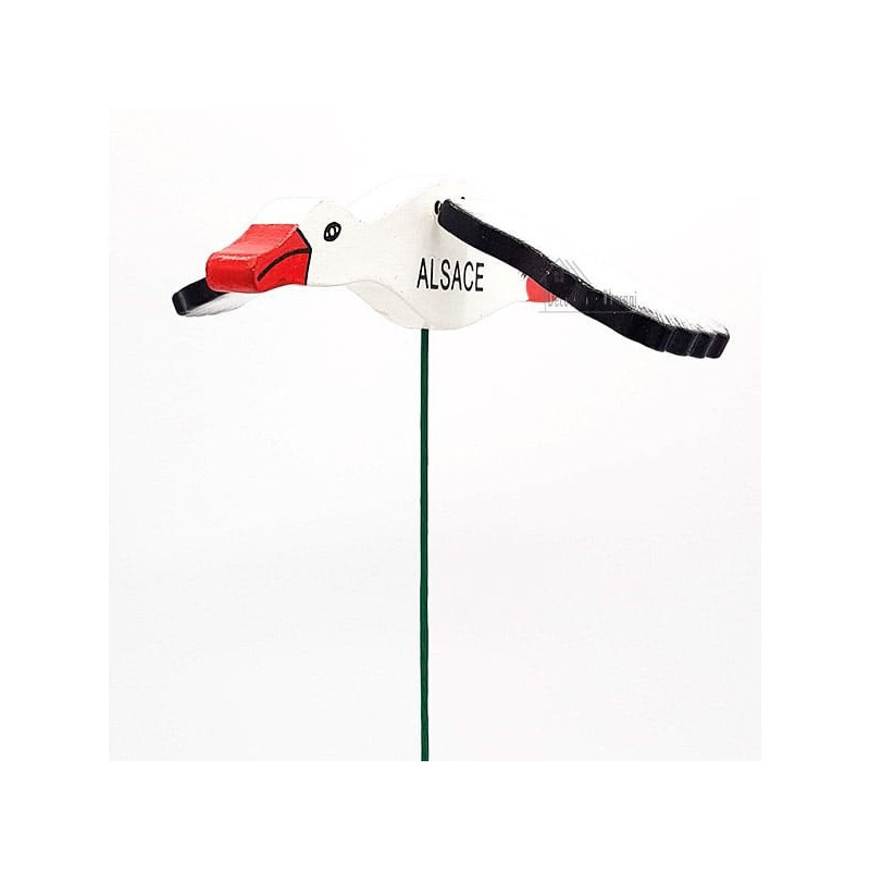 Flower Stem with Alsatian Stork articulated in Wood