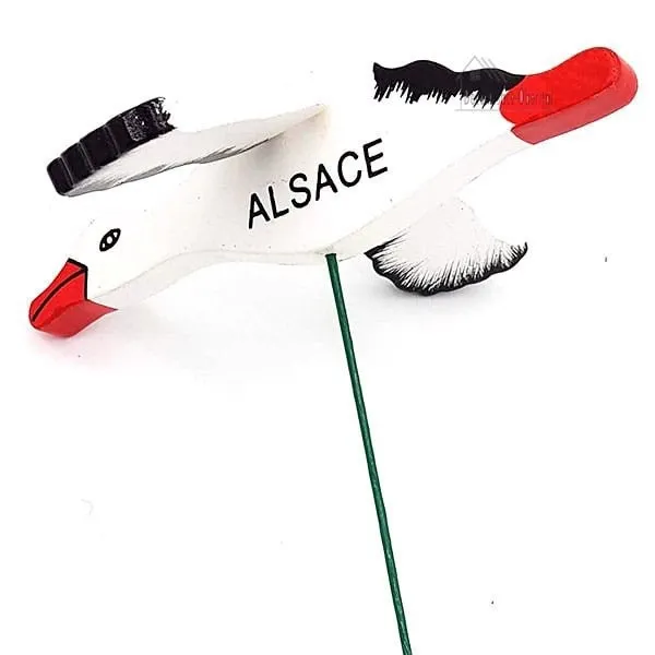 Flower Stem with Alsatian Stork articulated in Wood