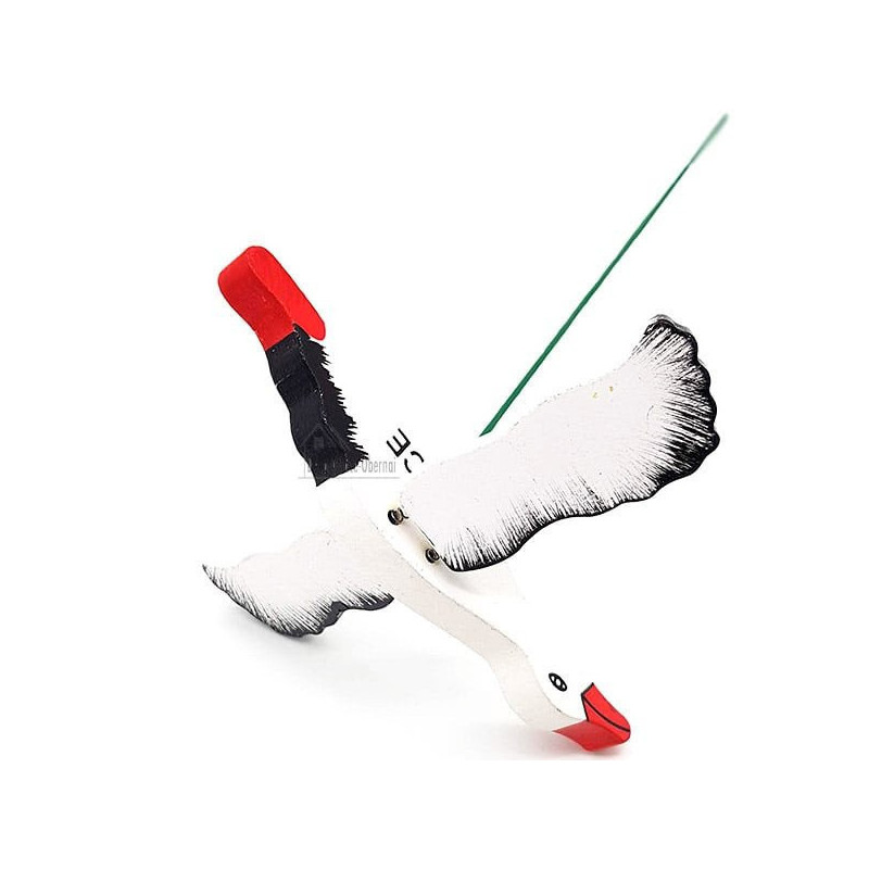 Tige à Fleur avec Cigogne d'Alsace articulée en Bois