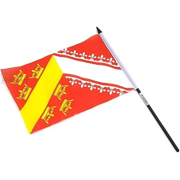 Drapeau Alsace 23 cm x 15 cm avec Hampe