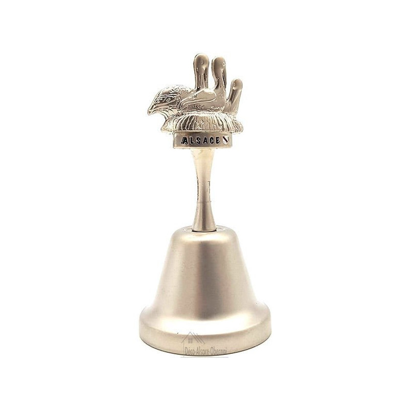 Cloche Alsace en métal argenté avec Nid de Cigogne