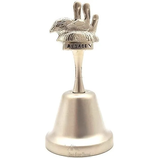 Cloche Alsace en métal argenté avec Nid de Cigogne