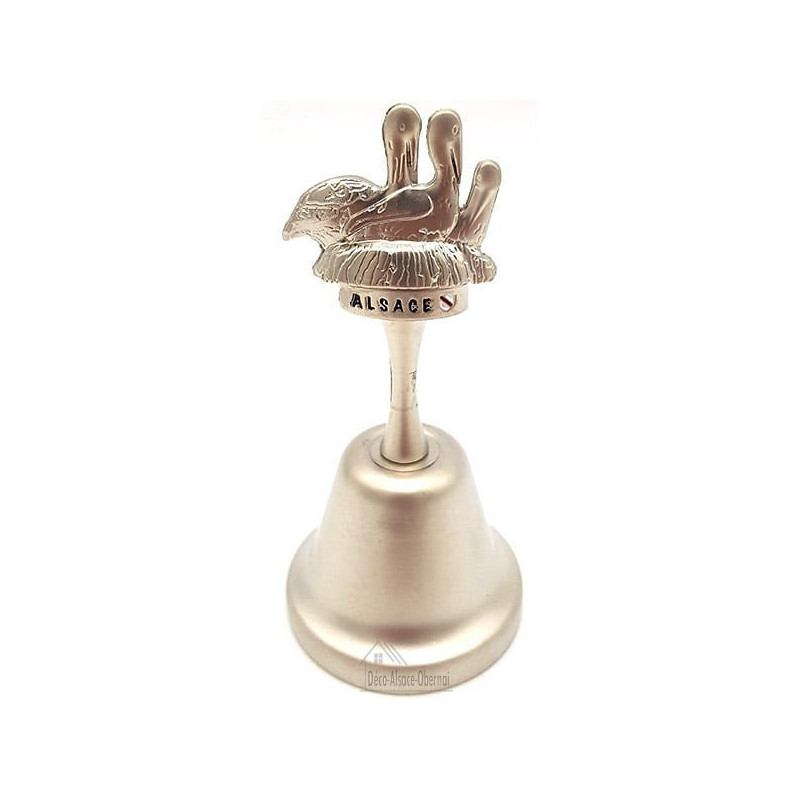 Cloche Alsace en métal argenté avec Nid de Cigogne