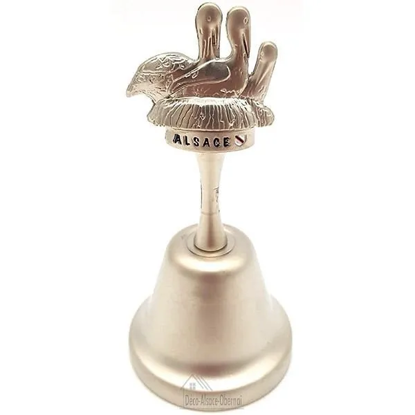 Cloche Alsace en métal argenté avec Nid de Cigogne