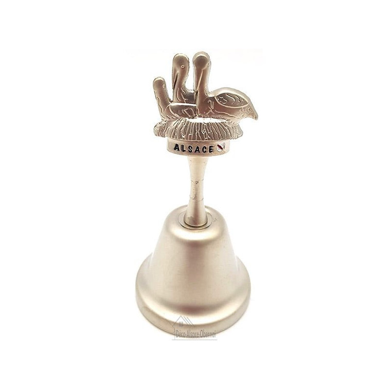 Cloche Alsace en métal argenté avec Nid de Cigogne