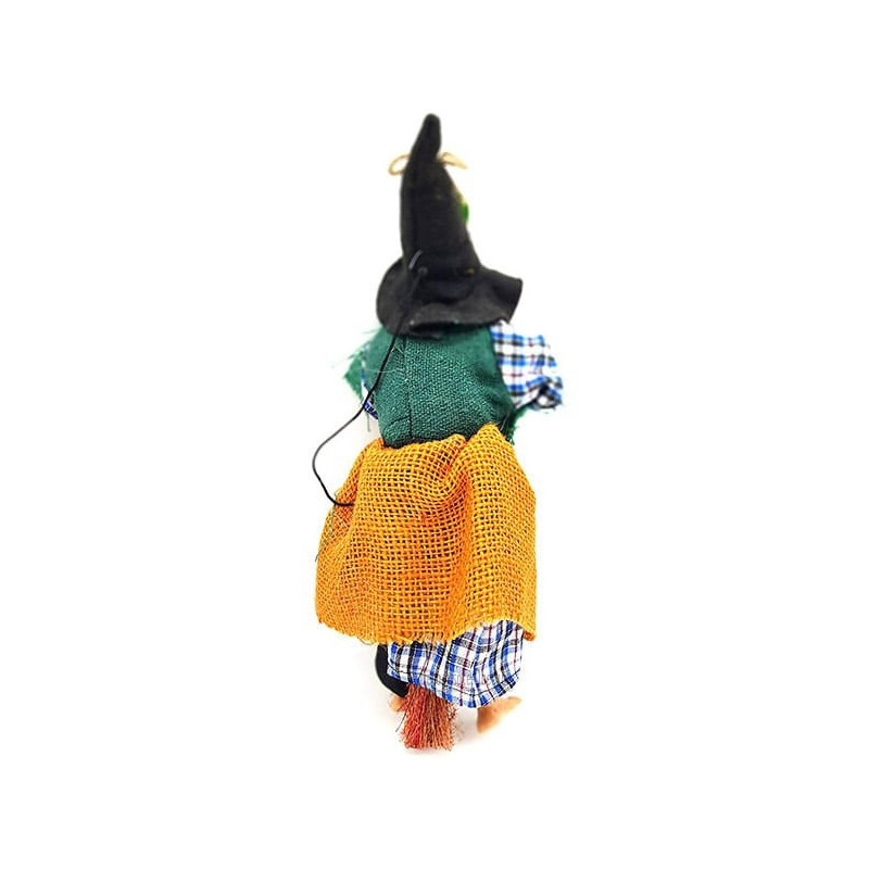 Witch of Alsace to hang with ocher jute, scarf and holly 32 cm