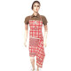 Red Embroidered Adjustable Kitchen Apron with Lace, Gingham Square with Tea Towel