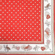 Square tablecloth 90 cm x 90 cm red Hearts motif stork decor