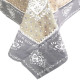 Nappe carrée 90 cm x 90 cm grise avec Dentelles Brodée et motifs Coeurs
