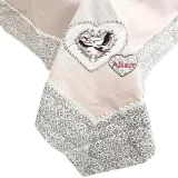 Square tablecloth 90 cm x 90 cm Beige Embroidered Hearts and Storks and Lace