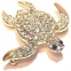 Broche dorée Fantaisie forme Tortue sertie de Strass blanc