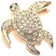 Broche dorée Fantaisie forme Tortue sertie de Strass blanc