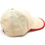 Beige Stoffmütze mit Elsässischem Dorf und Storch