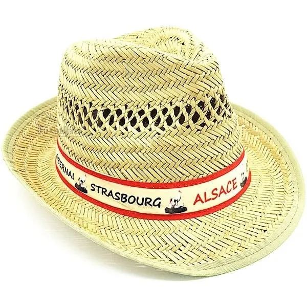 Strohhut mit Dörfern im Elsass