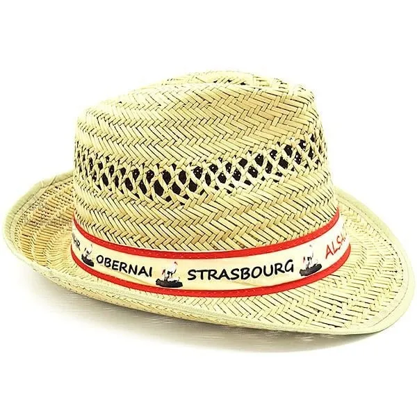 Strohhut mit Dörfern im Elsass