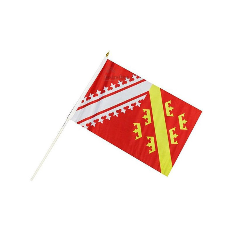 Drapeau Alsace 45 cm x 30 cm avec Hampe en Bois